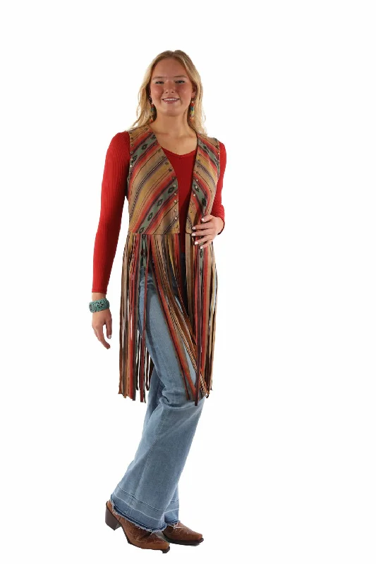 Fashionable Women's Outfit Scully Womens Southwest Fringe Serape Polyester Vest