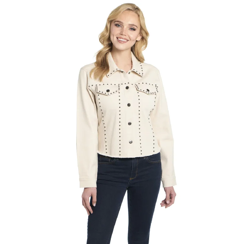 Women's Seasonal Apparel Cripple Creek Womens Unlined Studded Pebblebrook Cotton Blend Cotton Jacket