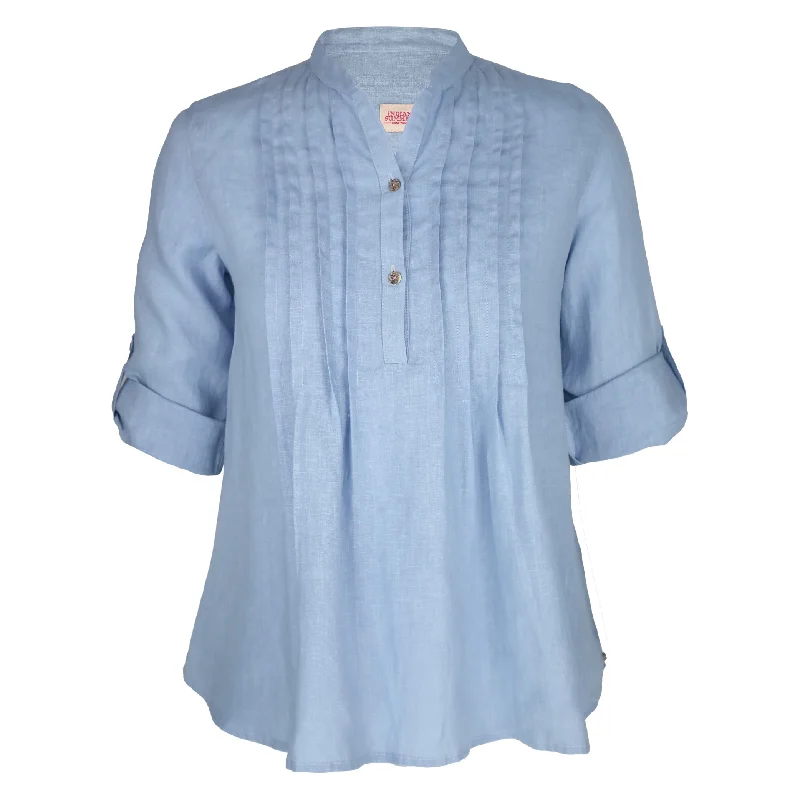 Women's Trendy Apparel Greta Pintuck Sky Blue Shirt