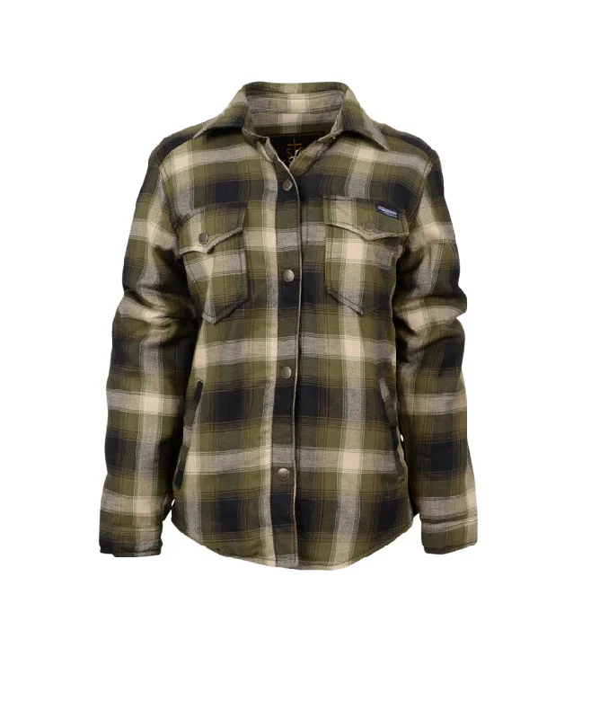 Elegant Women's Evening Garments STS Ranchwear Womens Trapper Shirt Green/Navy Plaid 100% Polyester Cotton Jacket