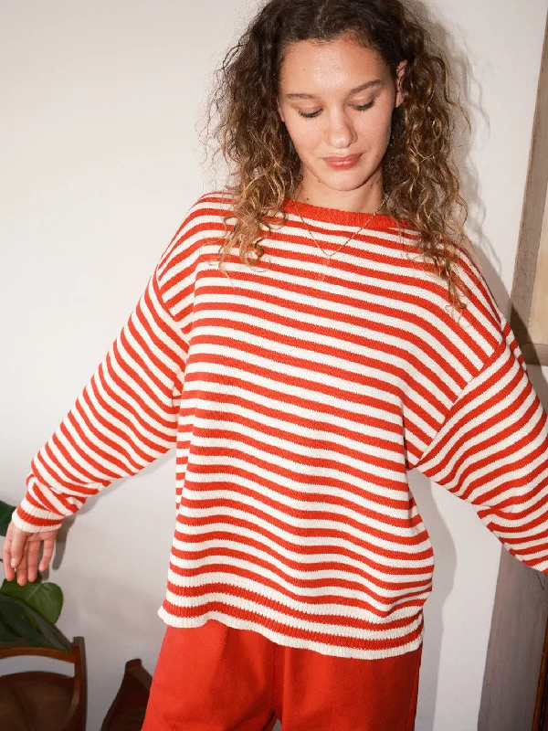 Women's Plus-Size Apparel "I Can't Believe it's Not Vintage" Crewneck - Red Stripe