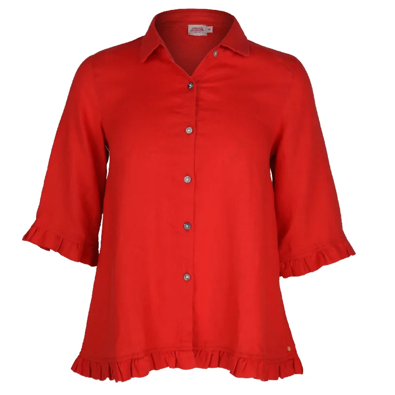 Stylish Women's Outerwear Apparel Rose Ruffle  Fiesta Shirt