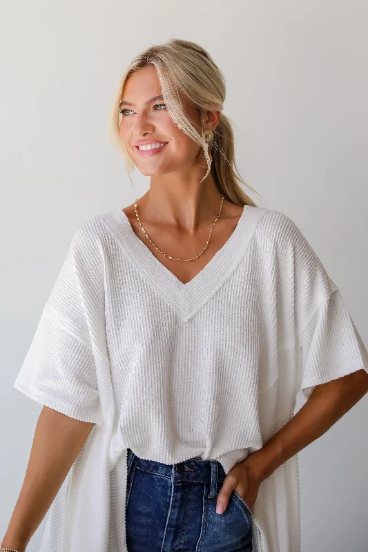 Women's Casual Clothing For Lounging FINAL SALE - Essential Pick Off White Corded Top