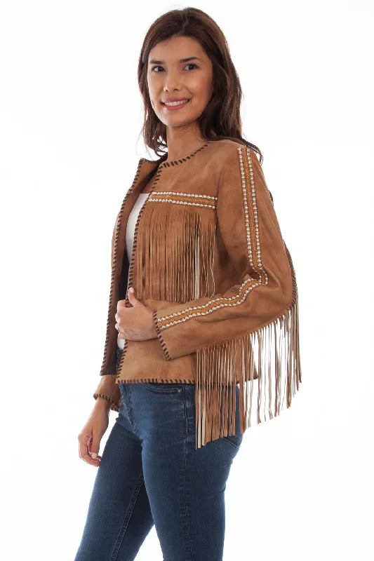 Modern Women's Apparel Scully Womens Buckskin Leather Whip Stitch Stud Jacket