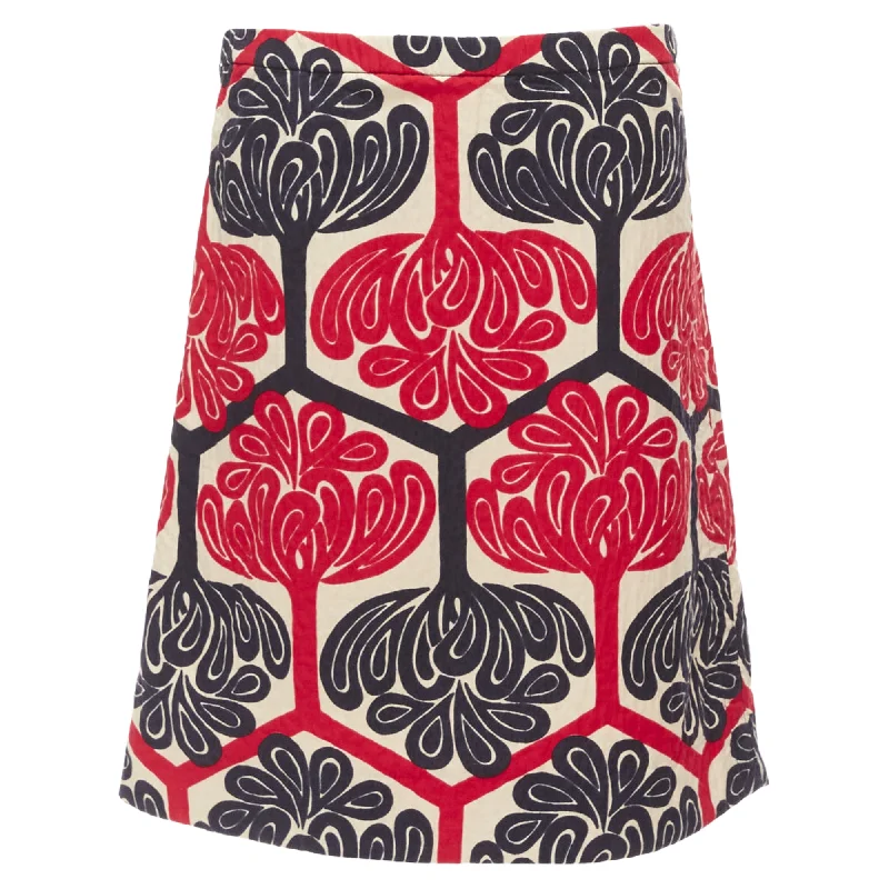 Timeless Women's Apparel Marni Ethnic Print Cotton Aline Knee Skirt