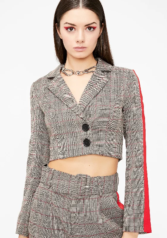 Vintage-Inspired Women's Apparel Cooley High Plaid Blazer