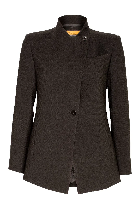 Women's Everyday Garments Black High Button Classic Jacket 4243