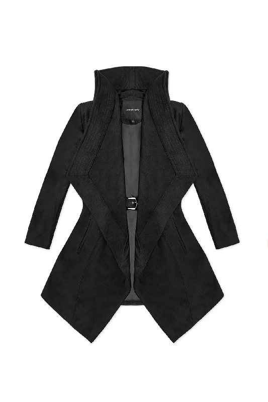 Women's Trendy Casual Outfit DRAPED HOOD COAT IN BLACK