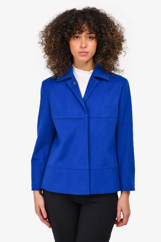 Modern Women's Outfit Akris Punto Cobalt Blue Wool Jacket Size 10