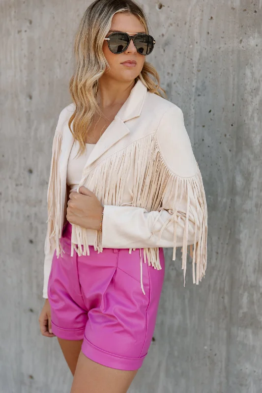 Women's Transitional Outfit DAKOTA FRINGED SUEDE JACKET IN CREAM