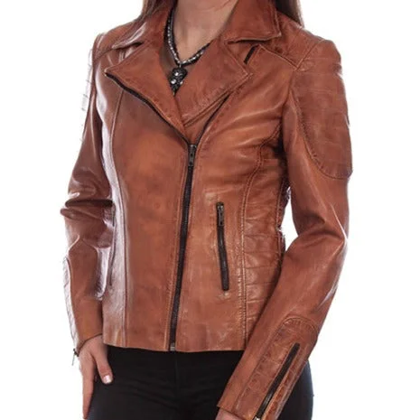 Timeless Women's Garments Scully Women's Brown Leather Motorcycle Jacket