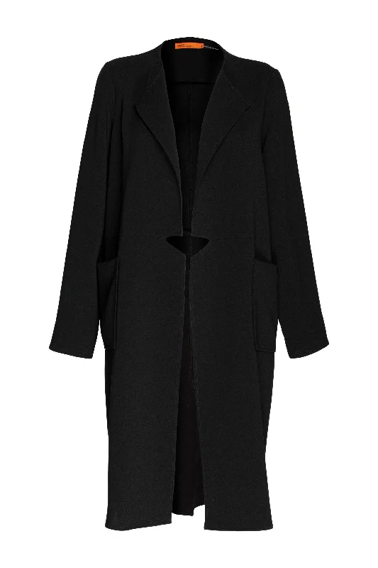 Plus-Size Women's Garments Duster Coat - Black 8665