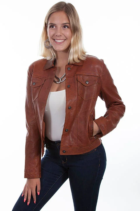 Elegant Clothing For Women Scully Women's Leather Jean Jacket in Brown