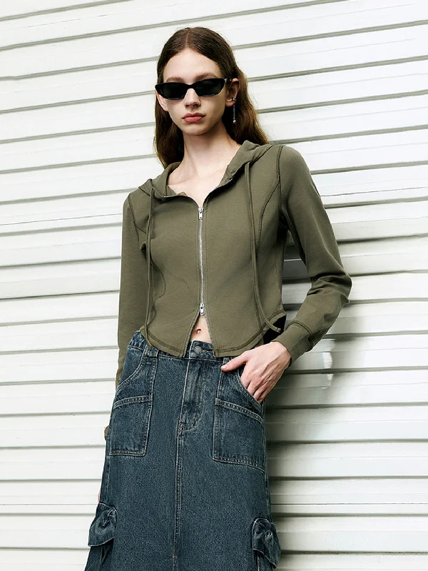 Women's Casual Apparel Cropped Hoodie Jackets