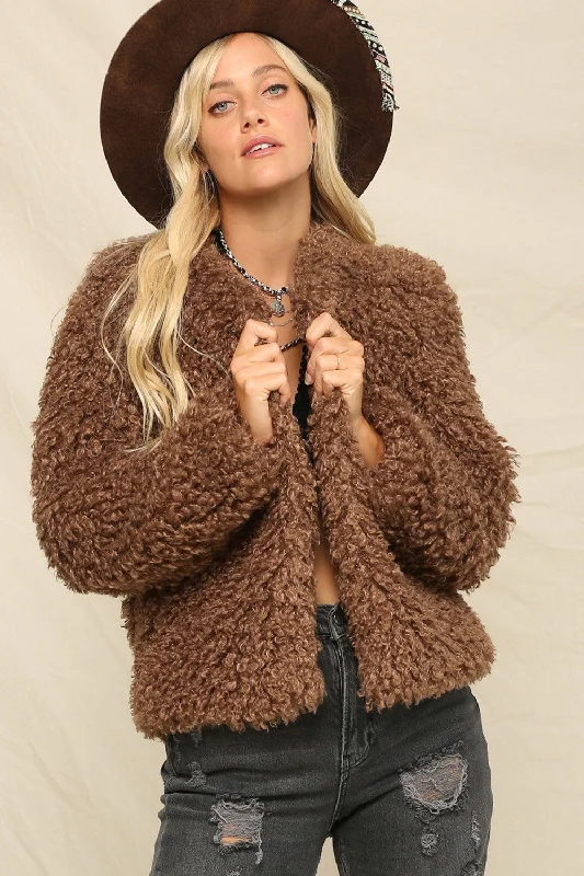 Women's Garments Open Front Fuzzy Jacket