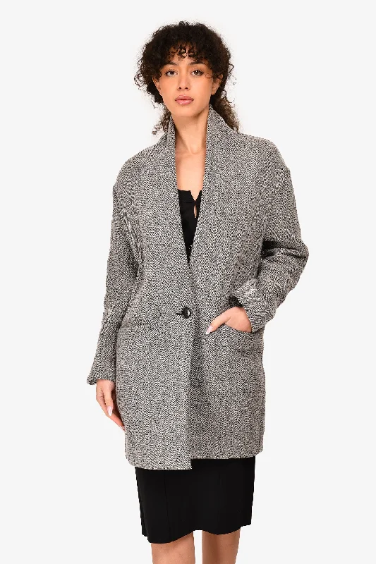 Stylish Women's Outfit Isabel Marant Etoile Grey Wool Blend 'Edilon' Coat Size 34