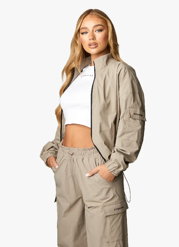 Casual Apparel For Women Gym King Utility Woven Jacket - Mocha