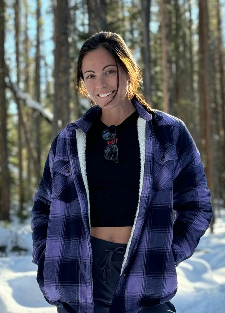 Women's Romantic Outfit Women's Sherpa Lined Flannel Shirt Jacket,Button Down Flannel Shacket