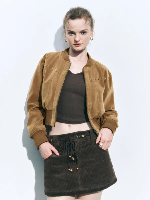 Stylish Outerwear Clothes For Women Zip Up Front Bomber Jackets