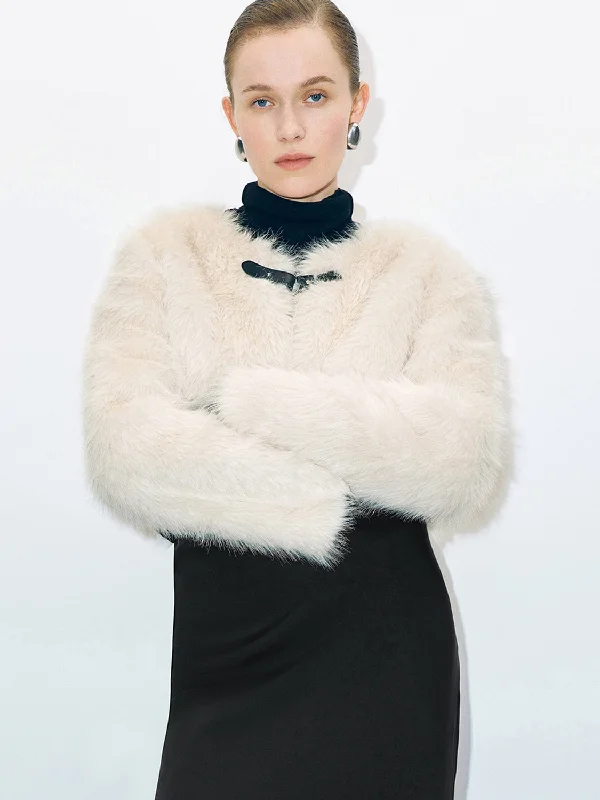 Timeless Women's Apparel Standard Sleeve Cropped Fur Coats