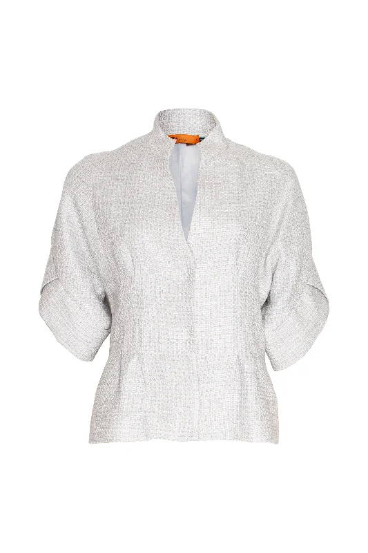 Women's Vintage Clothes Tulip Sleeve Jacket - Silver Linen 7820