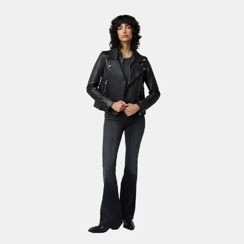 Women's Trendy Outfit Ryder Perfecto Leather Jacket (Black)