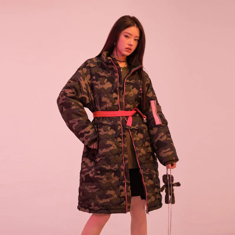 Women's Vacation Garments Louder Than A Lion Hot Girl Camouflage Loose-Fit Padded Coat