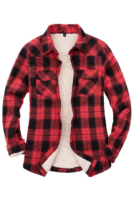 High-Quality Fashion At Discounted Prices – Shop Today Women's Matching Family Red Plaid Flannel Shirt Jacket