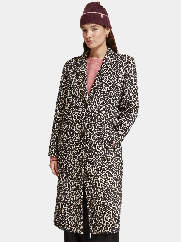 Women's Plus-Size Casual Outfit Single-breasted printed coat