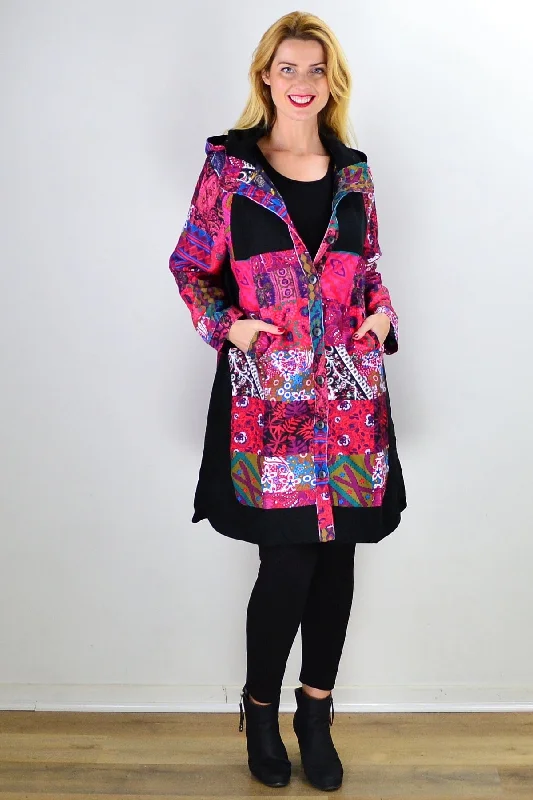 Women's Clothes For Special Occasions Pink Patchwork Long Corduroy Jacket