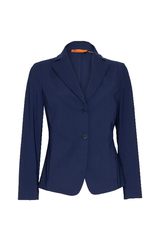 Women's Formal Clothes High Revere Collar Jacket - Indigo Jersey 8635