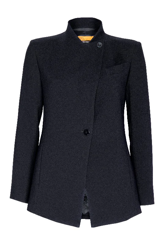 Stylish Women's Garments For Holidays Dark Navy High Button Classic Jacket 4244