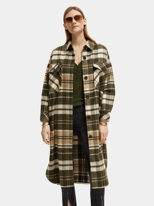 Women's Relaxed Clothes Check wool blend jacket