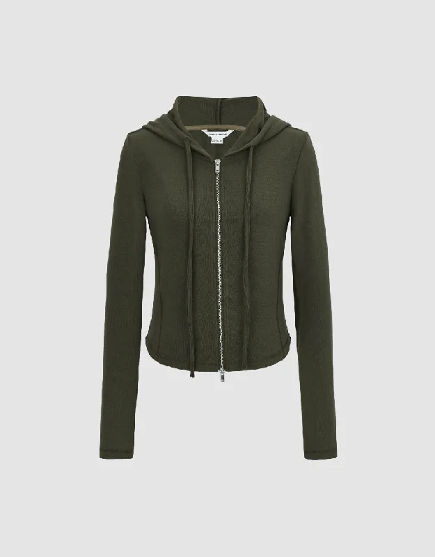 Timeless Women's Clothing Zipper Front Hooded Skinny Jacket