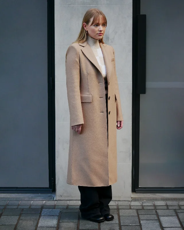 Chic And Affordable Fashion – Limited-Time Offers WOMEN S.B. COAT WITH SHOULDER PADS PRESSED WOOL / TAN