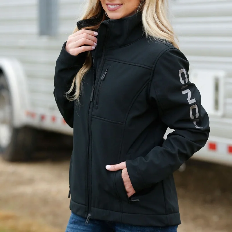 Women's Casual Wear Clothing Cinch Women's Logo Sleeve Concealed Carry Bonded Jacket in Black