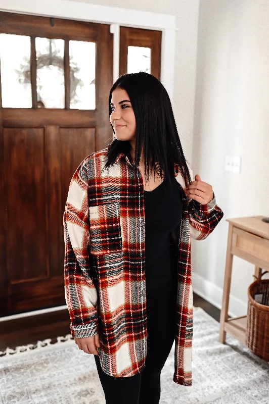 Women's Elegant Clothing Sets Oversized Plaid Shirt Jacket *FINAL SALE*