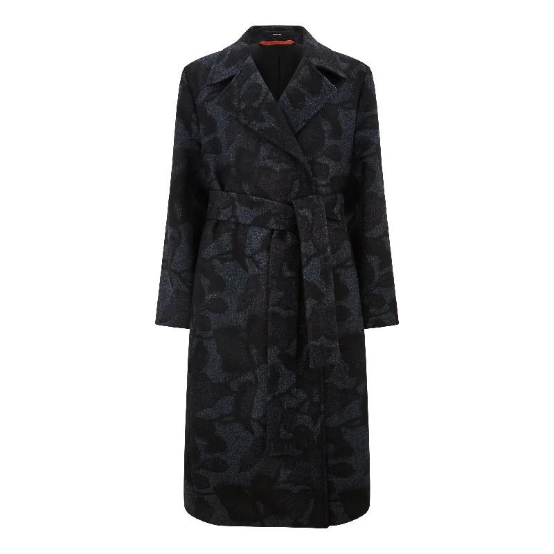 Casual Chic Clothing For Women Tonal Flower Print Wool Coat