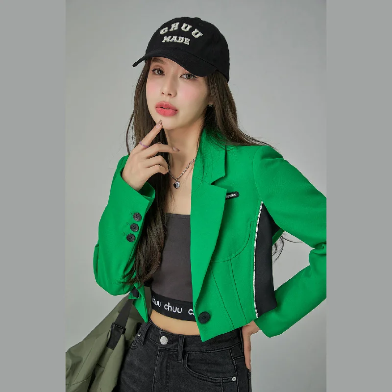 Comfortable Women's Apparel Cut-Out Simple Crop Jacket