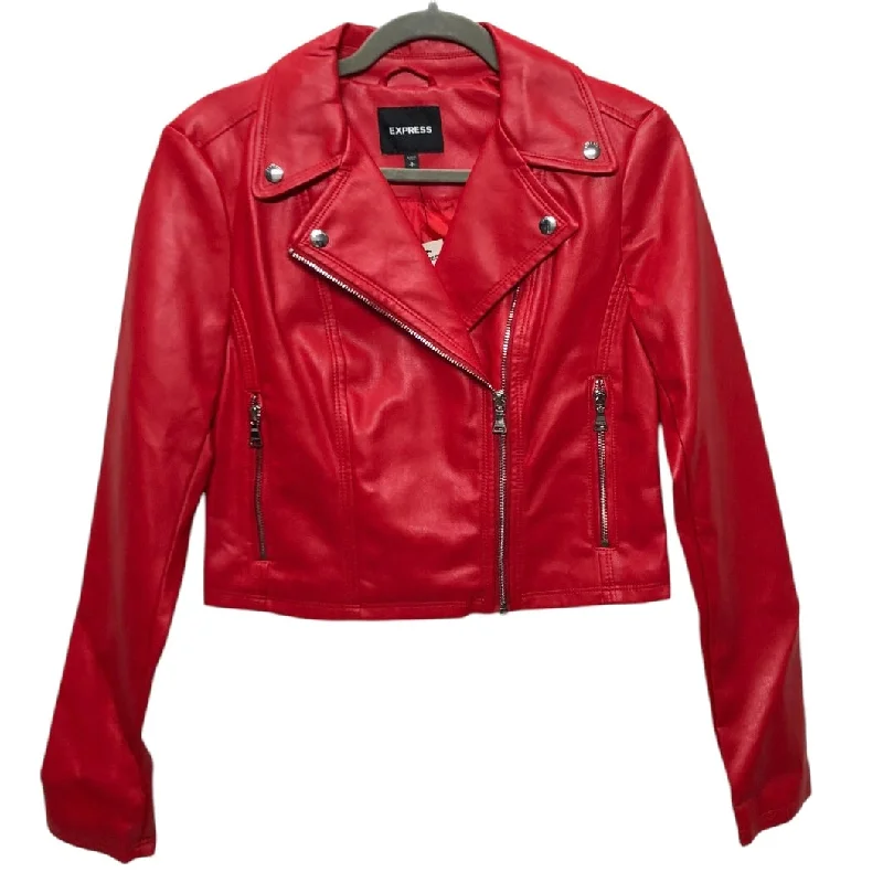 Your Favorite Fashion Pieces Now At Lower Prices Jacket Moto By Express In Red, Size:S