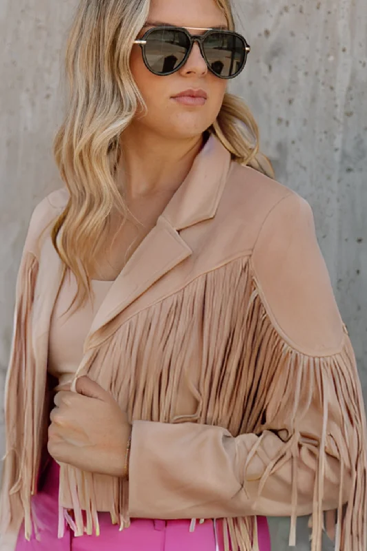 Women's Casual Wear Outfit DAKOTA FRINGED SUEDE JACKET IN TAN