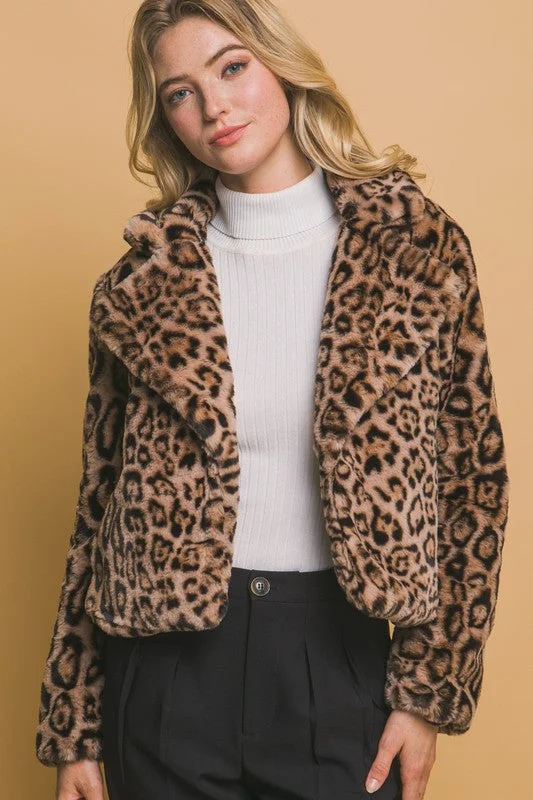 Women's Evening Apparel Leopard Fur Jacket