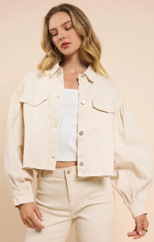 High-End Fashion, Low-End Prices – Don't Miss Out Clear Eyes Denim Jacket, Cream | Sadie & Sage