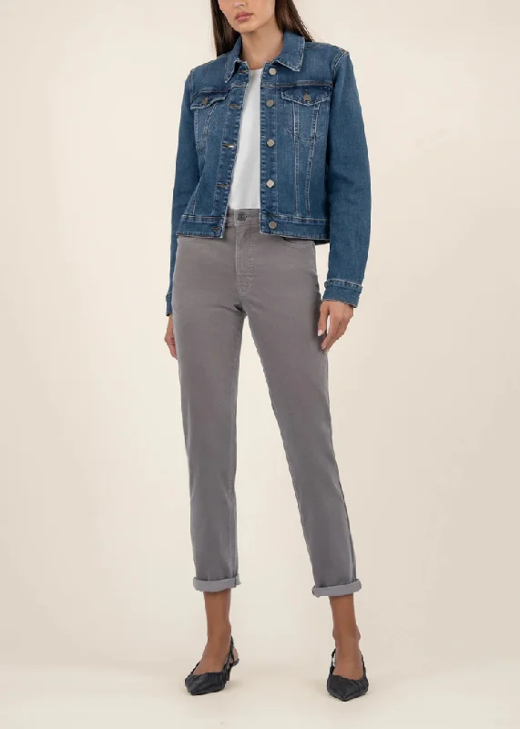 Exclusive Wardrobe Deals – Style Up For Less KUT Julia Crop Denim Jacket-Main w/DK Stone