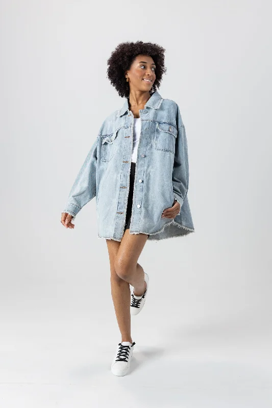 Women's Relaxed Outfit STARRY DREAM DISTREESED DENIM JACKET