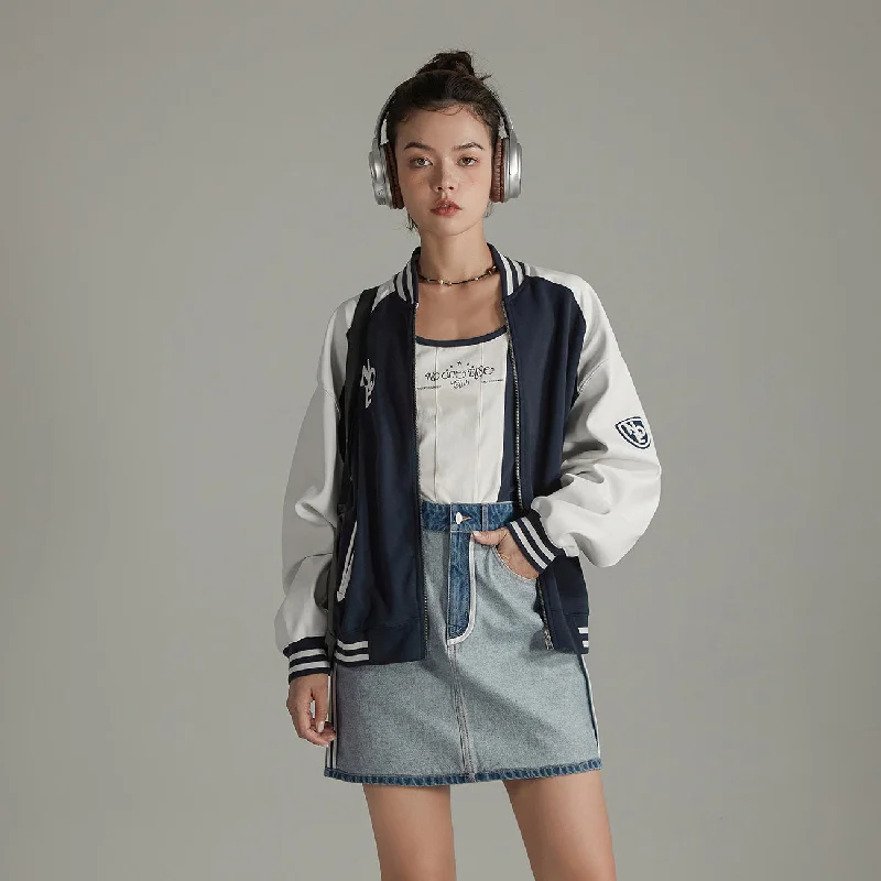 Women's High-End Clothing Letterman Varsity Zip-Up Jacket