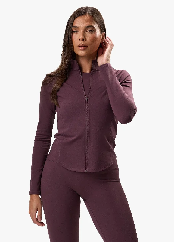 Women's High-Fashion Garments Gym King Peach Luxe Full Zip Jacket - Deep Plum Luxe