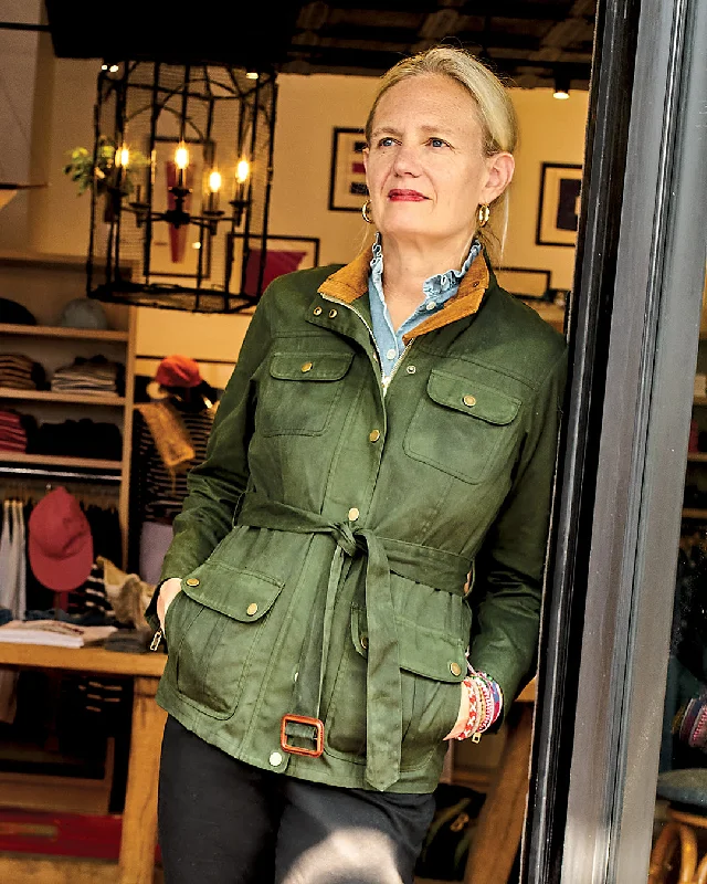 Women's Clothes For Work Events Women’s Aberdeen Jacket in Olive Waxed Canvas