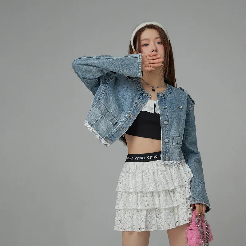 Exclusive Clothing Discounts – Upgrade Your Wardrobe For Less Lace Detail Cropped Denim Jacket