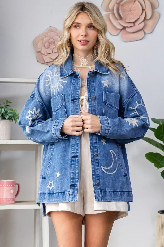 Huge Savings On Must-Have Clothing Essentials Ashley Embroidered Denim Jacket, Medium Wash